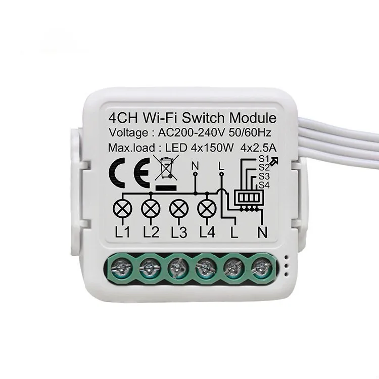 4 gang wifi smart switch module - tuya smart life 4 Channel Wifi Switch Module 4ch module
