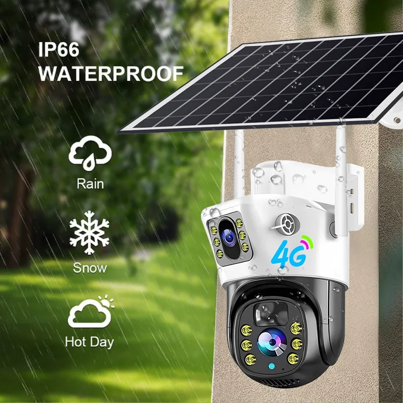4MP 4G Sim Dual Lens Solar 360 degree  Camera with Live View, Night Vision & Wide Angle Motion Tracking