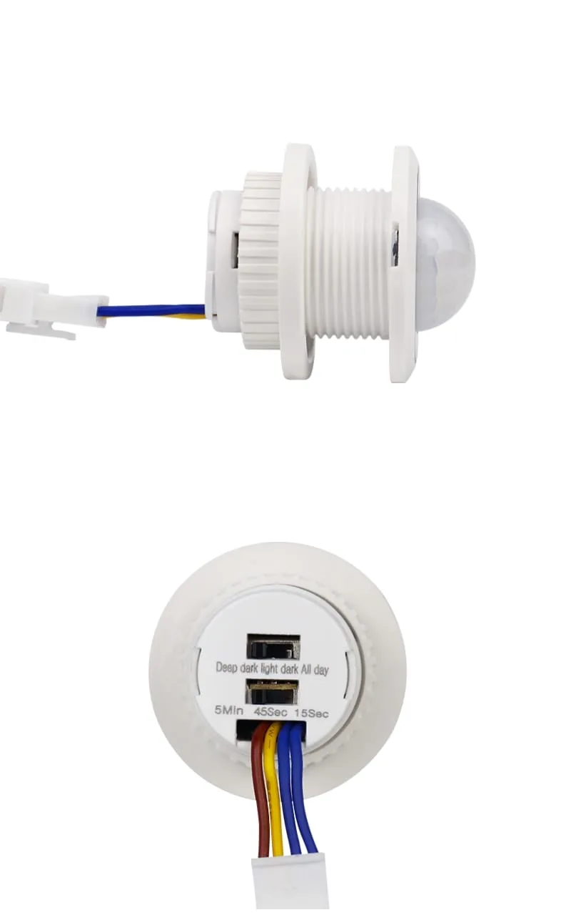 automatic motion sensor light switch false ceiling mount with time delay and darkness adjustment