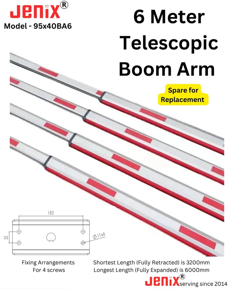 boom arm 6 meter telescopic type for boom barrier gate barrier parking barrier boom pipe