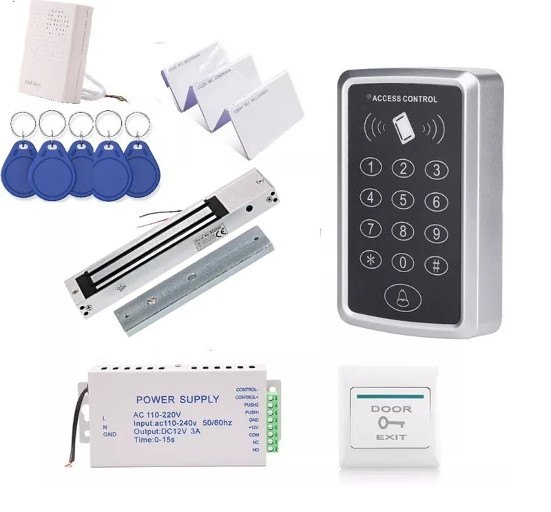 EM Lock Kit - Including RFID access control , Power Supply , Exit Button , Tag and RFID cards  S32 EM Lock Kit