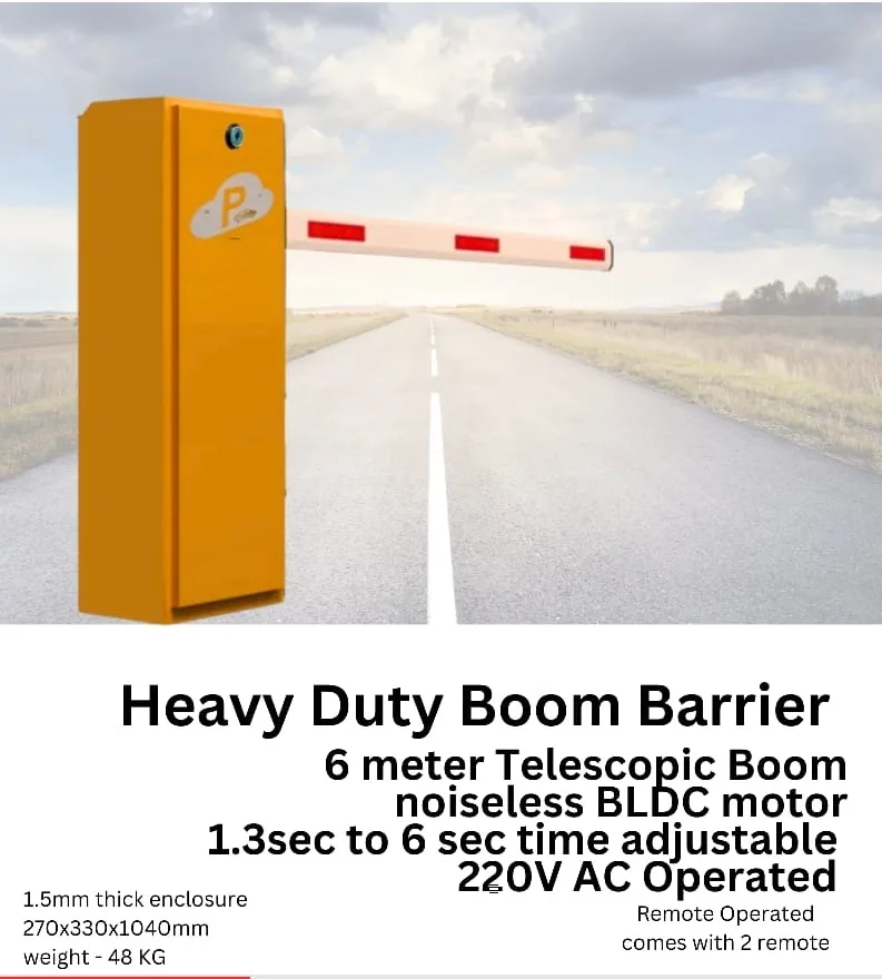 heavy duty society gate barrier boom barrier mild steel powder coated fully automatic boom barrier for parking society factory high rise building , telescopic Boom Barrier Gate with 6 meter Boom and Remote and preventive fall sensor  CMP1200