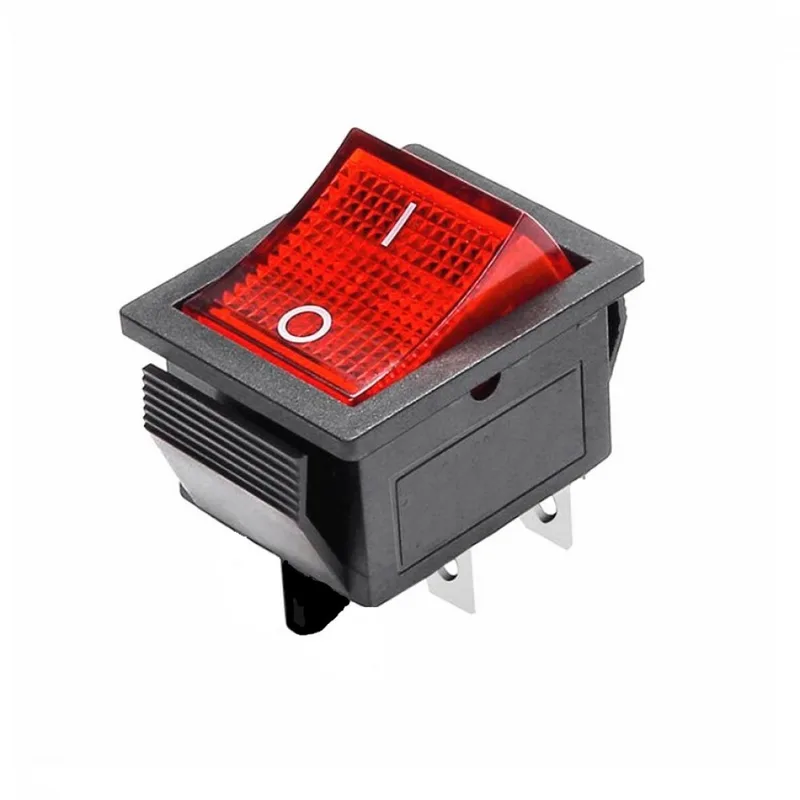 High voltage KCD4 Red 250V 16A DPST ON-OFF 4 Pin Rocker Switch  pack of 50 nos.