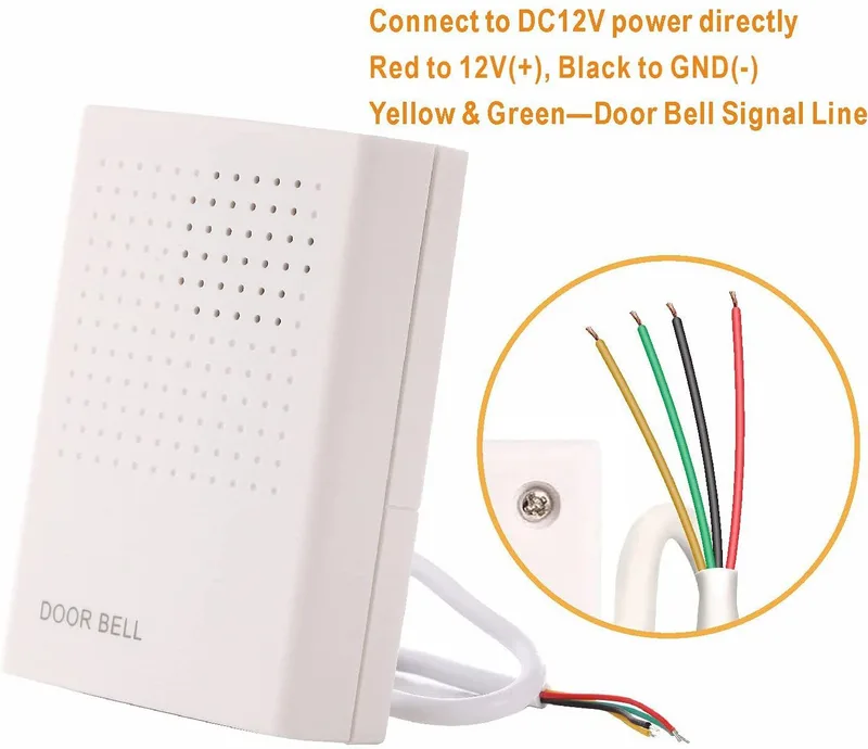 jenix 12V DC 4 Wire Doorbell for Home Office Access Control Doorbell DC 12V Wired Doorbell Door Bell Chime