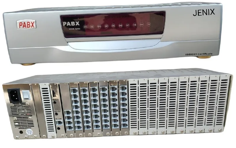 Jenix 4 line in and 48 Extension PBX Telephone Exchange Expandable to 120 Extension and 16 line in PABX for Hotel, Hospital, EPABX 4 line 48 Extension Telephone intercom PBX 448E