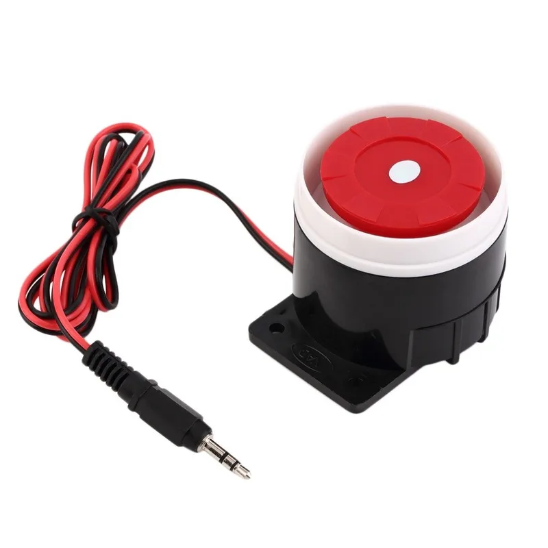 Jenix Plastic Wired Mini DC 12V Horn Siren, Home Security Sound Alarm System, 120dB, Standard Size