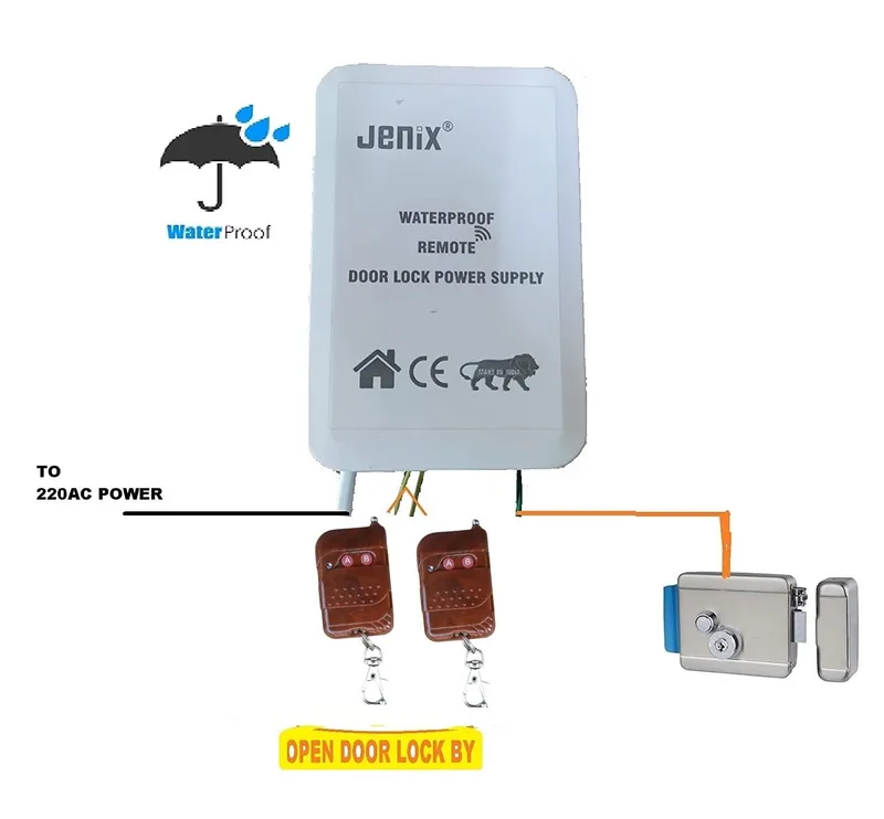 Jenix Set of Electronic Door Lock Type-A Compatible with Wooden/Iron/Steel with The Set of 6 Computerized Key Gate with 2 Paired Remote Controller by NO/NC Kit Range Up to 100 mtrs