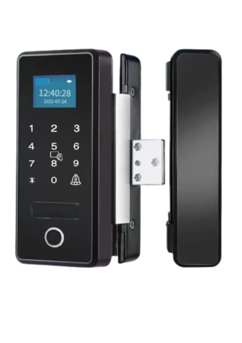 jenix Smart Wireless Glass Door Lock, Touch Keypad Keyless Electric Security Biometric Fingerprint Password  RFID card Swipe Lock  Doorbell Function for Home Office   JXFGL1