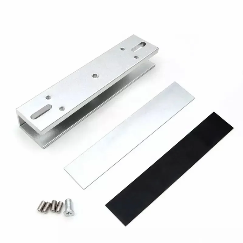 Jenix U Bracket Bracket for 600LBS EM Lock(Silver) for Frame Less Glass Door