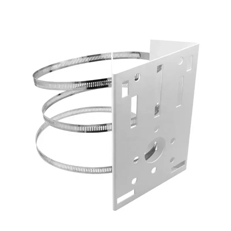 Jenix Universal Vertical Pole Mounting Bracket for Security Camera Housings CCTV Security Cameras Wall Mount Bracket PTZ Camera Pole Stand for Big Size PTZ,with 3 Loops