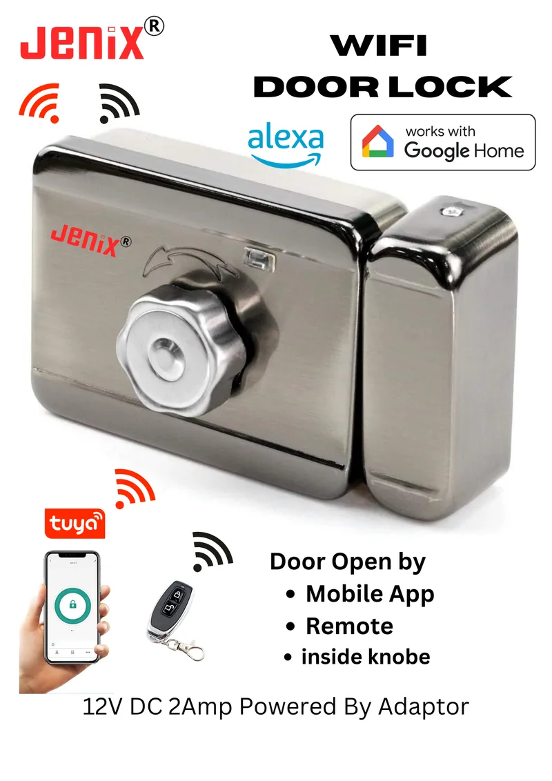 jenix Wi-Fi Enabled Smart Door Lock for Inside Opening Doors open by mobile app and Remote control Smart Door Lock - Moto