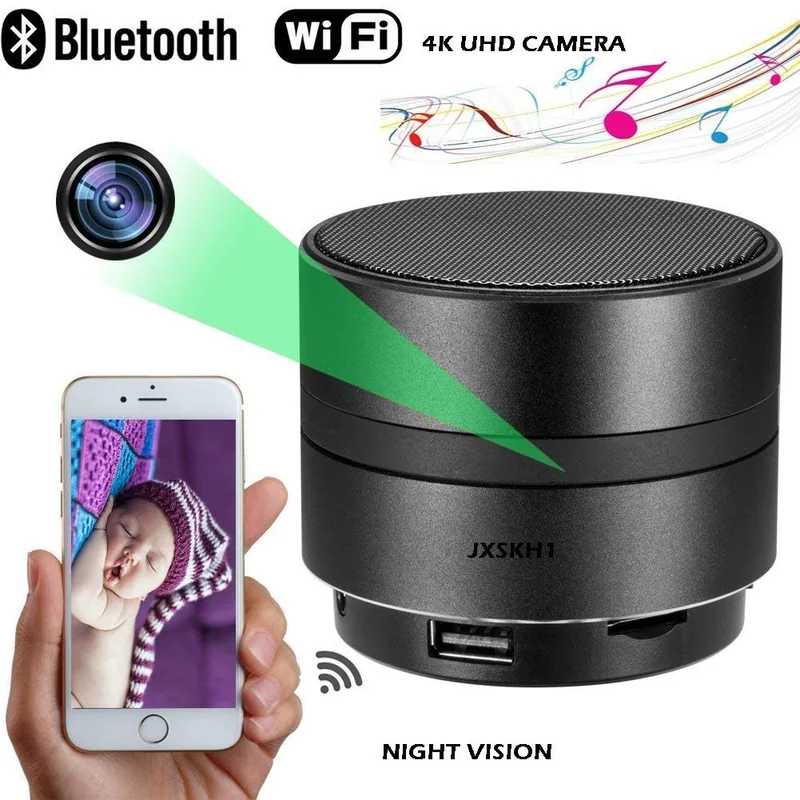 jenix WiFi Spy Camera Bluetooth Speaker with 4K UHD Night Vision Remote (JXSP4K1)