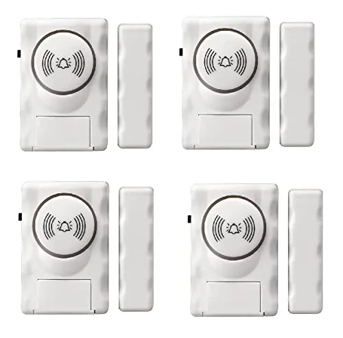 Jenix Wireless Door Window Security Burglar 105 Decibel High Alarm with Magnetic Sensor, Door and Window Sensor Anti Theft System for Home Office Door (Set of 4)