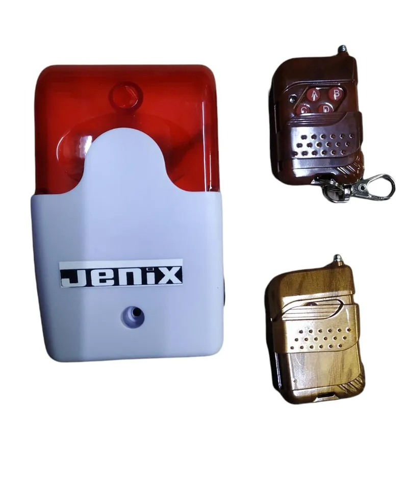 JJenix Wireless Strobe Siren Panic Alarm Button Siren Alarm for Home Caring Loud Outdoor SOS Alert System with Red Flashing Siren with 2 Remote