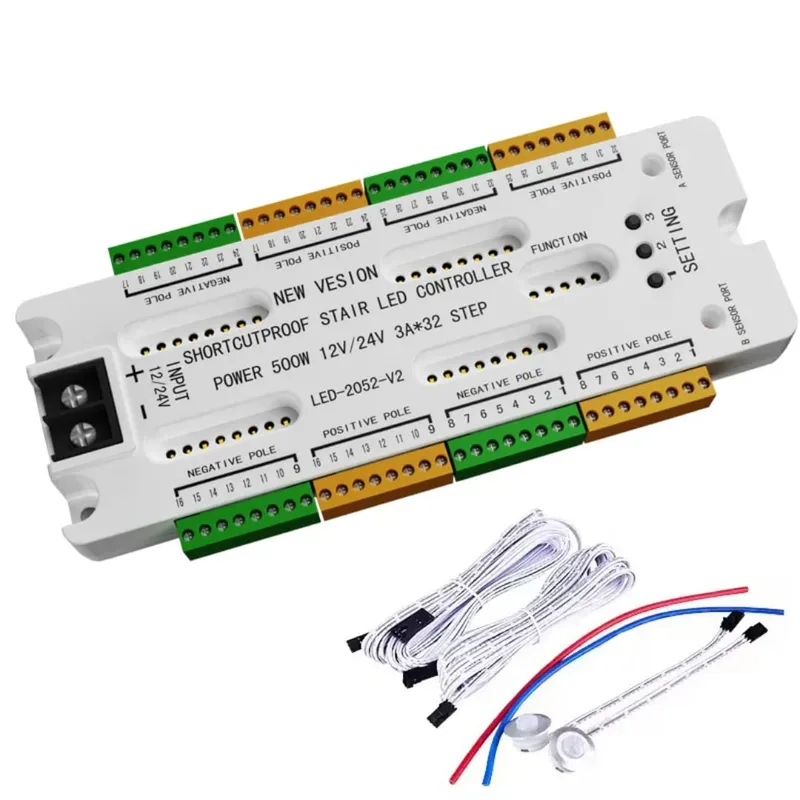 Motion Sensor LED Stair Light Controller Stairway Lighting Controller 32 Channel Light Automatic Staircase Ladder Step Light Controller for Stairway Light