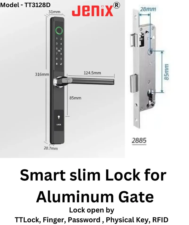 Narrow Style Smart Lock (SW) with 5-way Unlock  waterproof indoor or outdoor door slim  smart lock for aluminium frame door