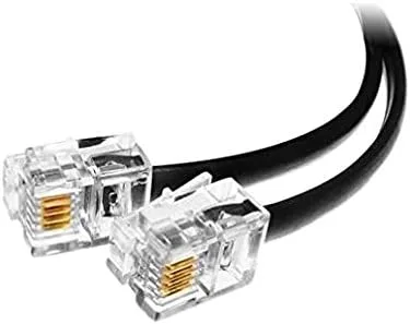 RJ11 Telephone Line Wire Patch Cable Compatible for Landline, Telephone (Black) (5 Meters) - Pack of 2 nos