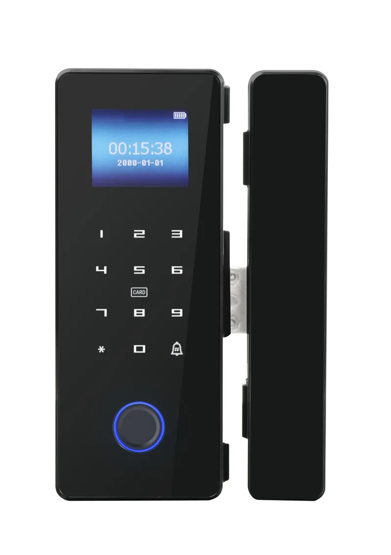 Smart Glass Door Lock Digital Glass Lock ,Unlock by Bluetooth, Mobile App, Fingerprint, PIN, RFID Card for 10-12 mm Glass Doors only