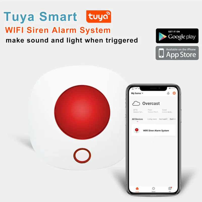 Tuya Indoor WiFi Smart Siren 110dB Stroboscopic  work as indepndend wireless HOST - JXTSTB48