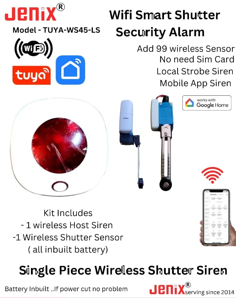 Tuya Smart WiFi shutter sensor  Siren 110dB Stroboscopic shutter contact | single piece shutter sensor  TYSTB+RS433 shutter