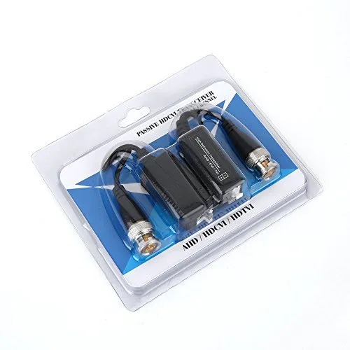Video Balun - Anti-Interference UTP Single Channel Passive Video Balun Connector, Coax to Camera CCTV RF Connector (Black, Silver)