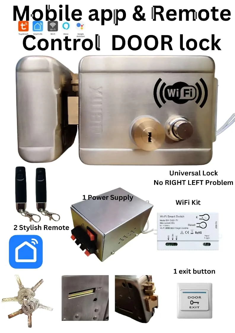 wifi mobile app remote control main door lock kit. Tuya Smart Life app RIM Lock