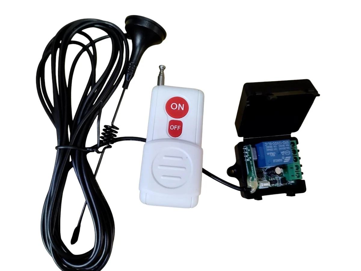Jenix 12V DC Long Range RF Remote Relay Kit with Programmable Delay by Button | ON/OFF