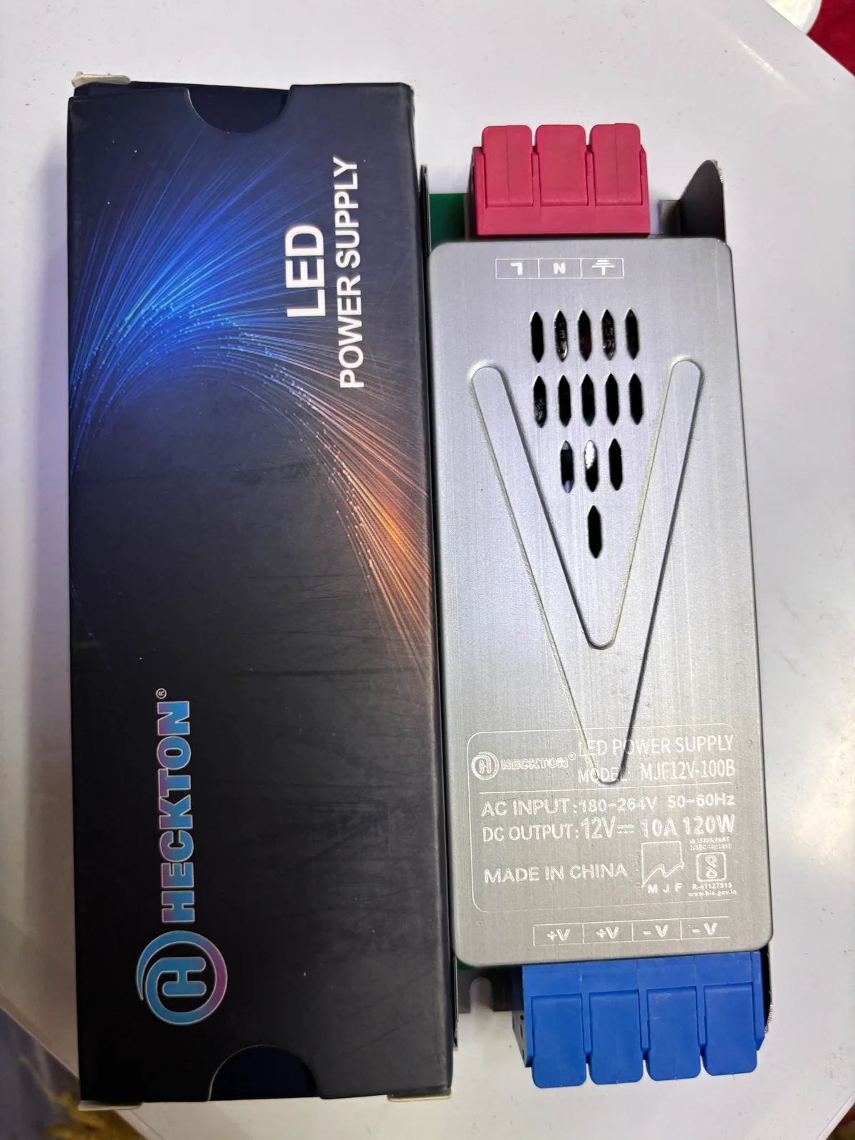 HECKTON MJF12V-100B 12V 10A 120W LED SMPS Power Supply | Metal Body AC 180–264V to DC 12V Adapter for Pixel